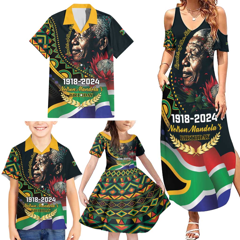 Nelson Mandela Birthday Family Matching Summer Maxi Dress and Hawaiian Shirt Leader of the Nation - Wonder Print Shop