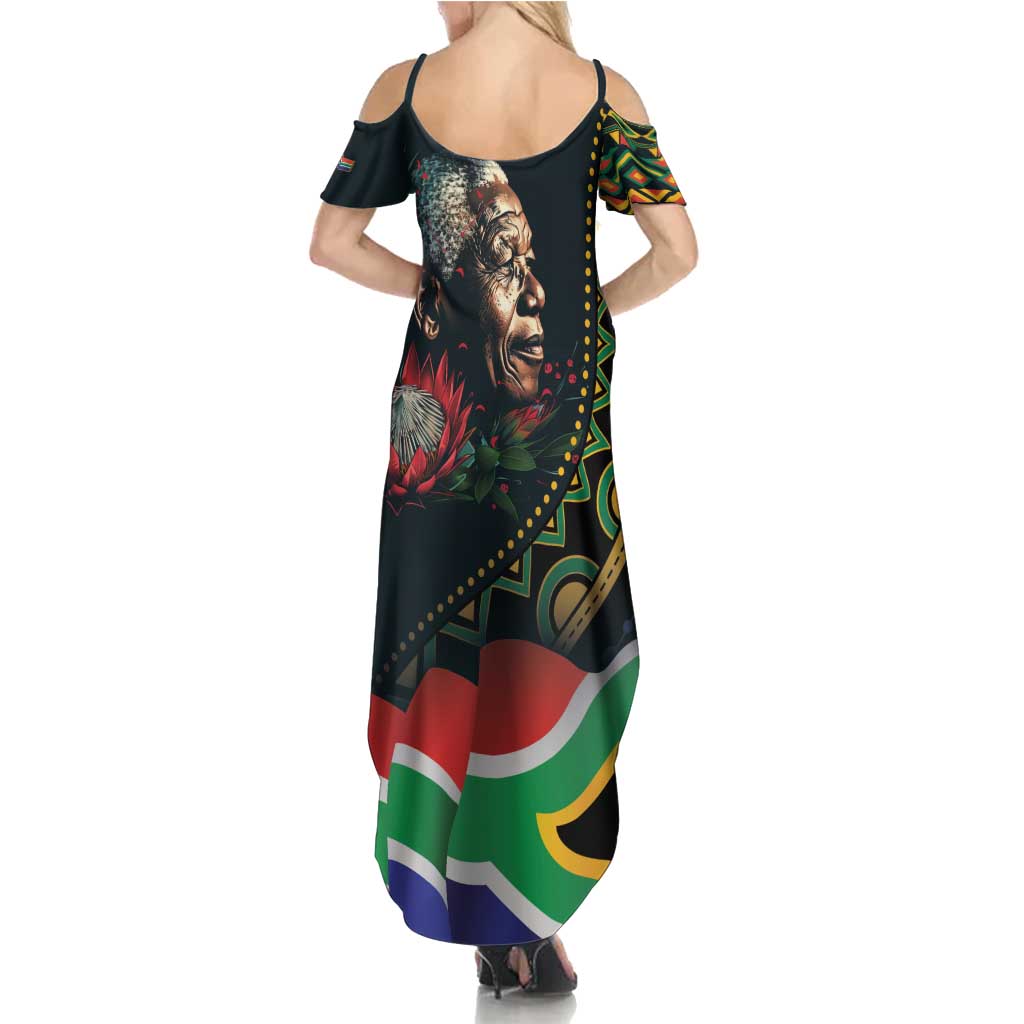 Nelson Mandela Birthday Family Matching Summer Maxi Dress and Hawaiian Shirt Leader of the Nation - Wonder Print Shop