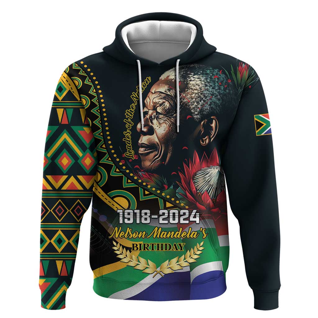 Nelson Mandela Birthday Hoodie Leader of the Nation - Wonder Print Shop