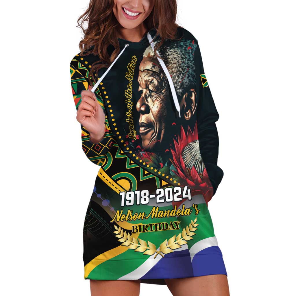 Nelson Mandela Birthday Hoodie Dress Leader of the Nation - Wonder Print Shop