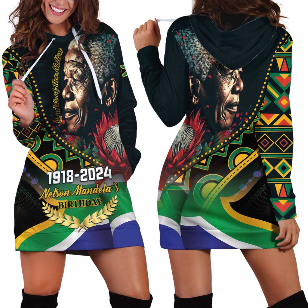 Nelson Mandela Birthday Hoodie Dress Leader of the Nation - Wonder Print Shop