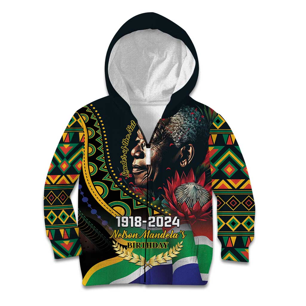 Nelson Mandela Birthday Kid Hoodie Leader of the Nation - Wonder Print Shop