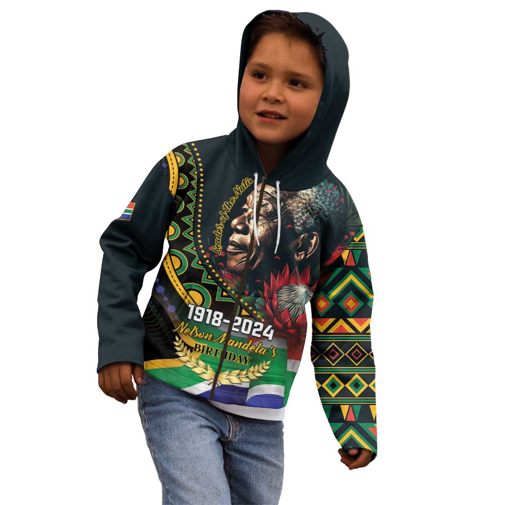 Nelson Mandela Birthday Kid Hoodie Leader of the Nation - Wonder Print Shop