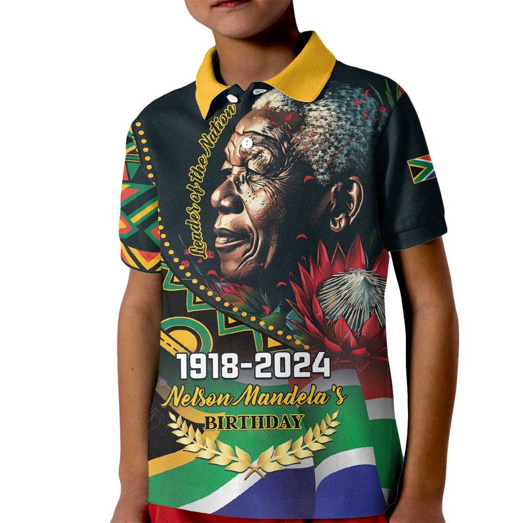 Nelson Mandela Birthday Kid Polo Shirt Leader of the Nation - Wonder Print Shop