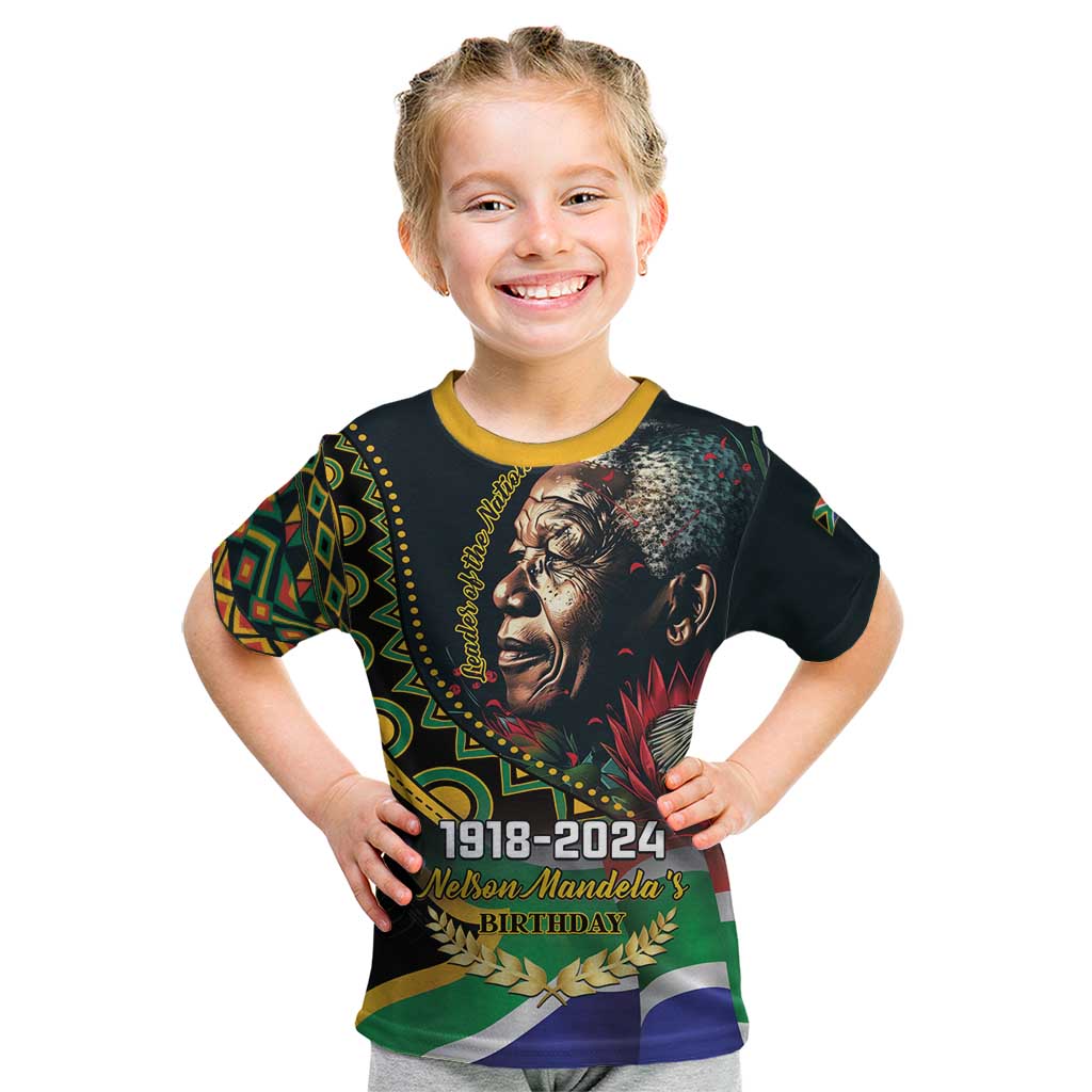 Nelson Mandela Birthday Kid T Shirt Leader of the Nation - Wonder Print Shop