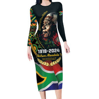 Nelson Mandela Birthday Long Sleeve Bodycon Dress Leader of the Nation - Wonder Print Shop