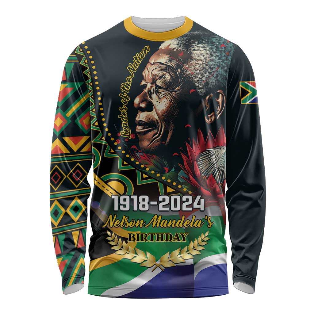 Nelson Mandela Birthday Long Sleeve Shirt Leader of the Nation - Wonder Print Shop