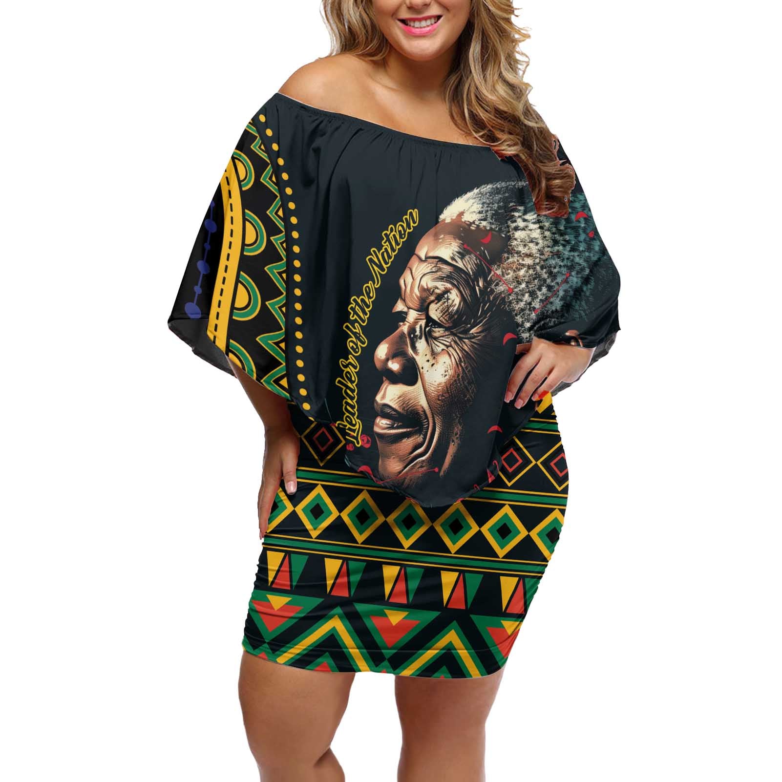 Nelson Mandela Birthday Off Shoulder Short Dress Leader of the Nation - Wonder Print Shop