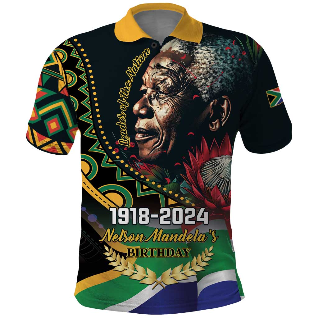 Nelson Mandela Birthday Polo Shirt Leader of the Nation - Wonder Print Shop