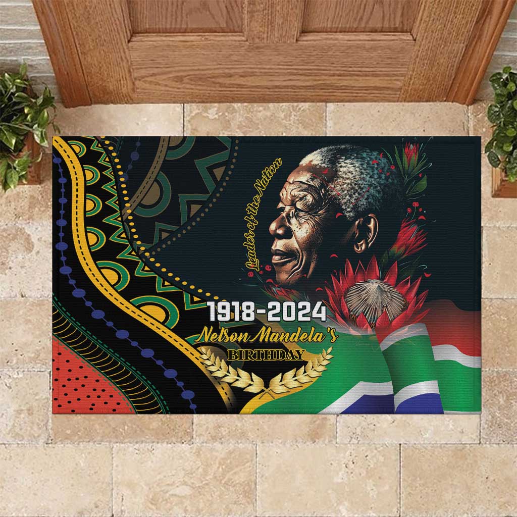 Nelson Mandela Birthday Rubber Doormat Leader of the Nation - Wonder Print Shop