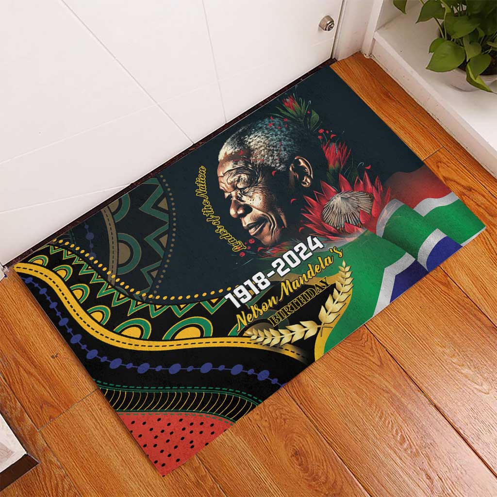 Nelson Mandela Birthday Rubber Doormat Leader of the Nation - Wonder Print Shop