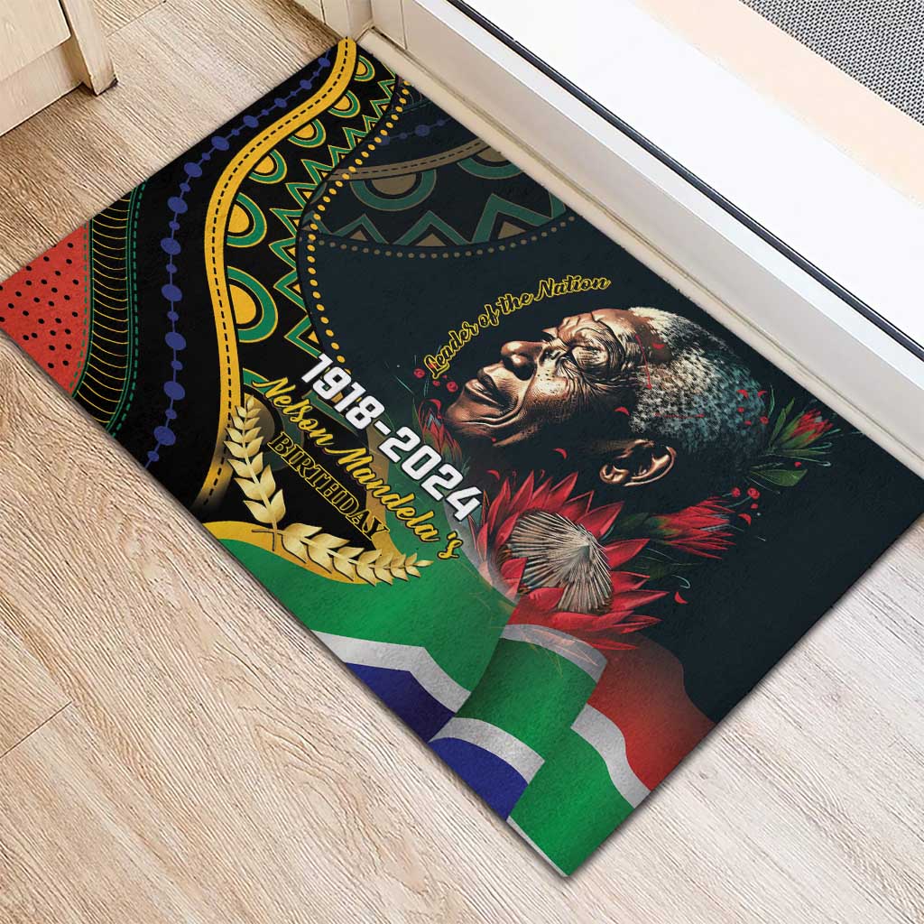 Nelson Mandela Birthday Rubber Doormat Leader of the Nation - Wonder Print Shop