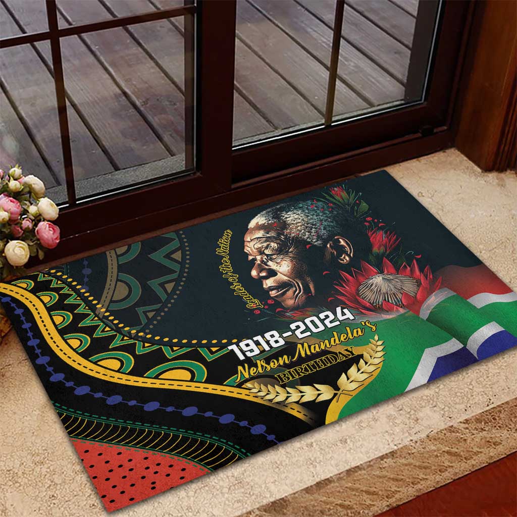 Nelson Mandela Birthday Rubber Doormat Leader of the Nation - Wonder Print Shop