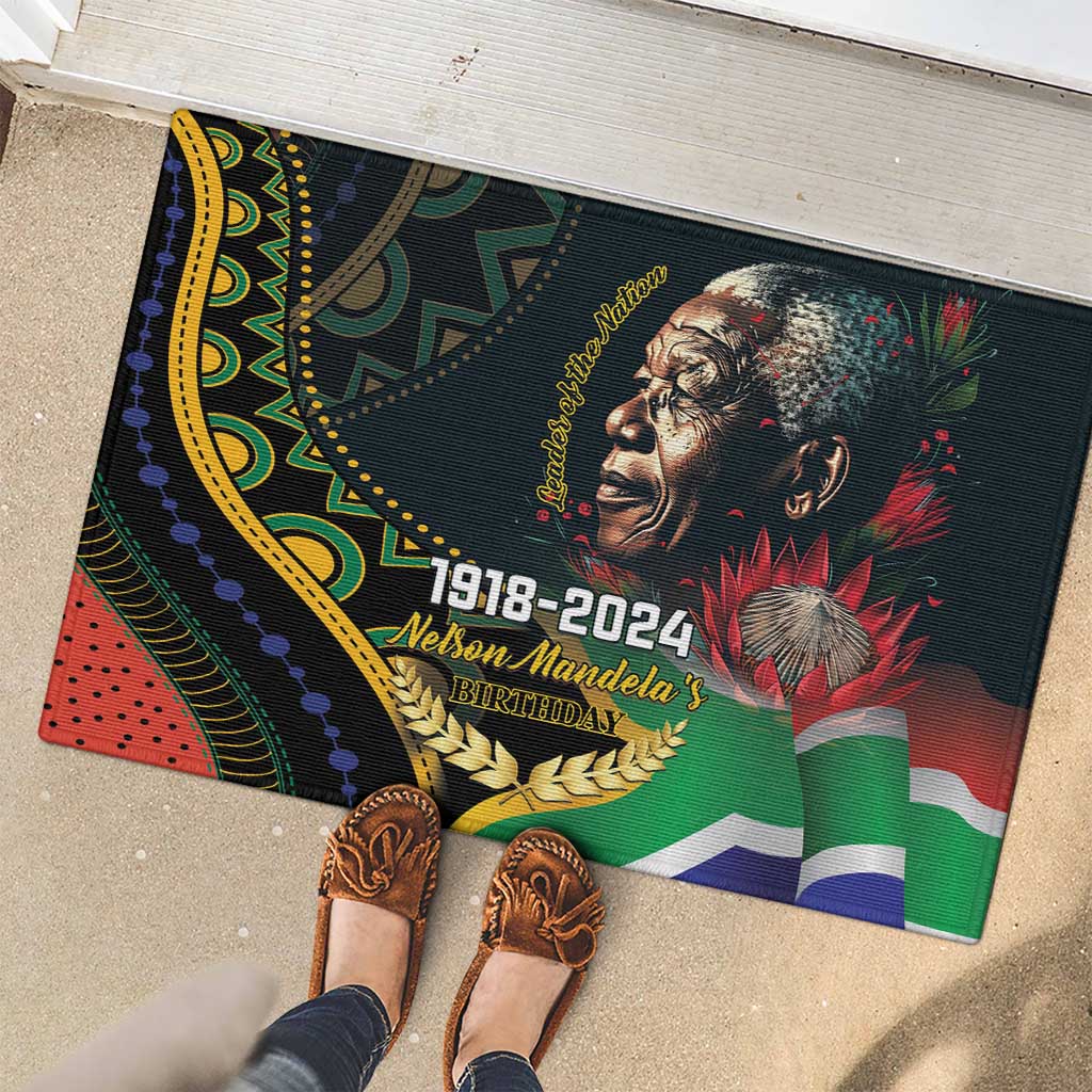 Nelson Mandela Birthday Rubber Doormat Leader of the Nation - Wonder Print Shop
