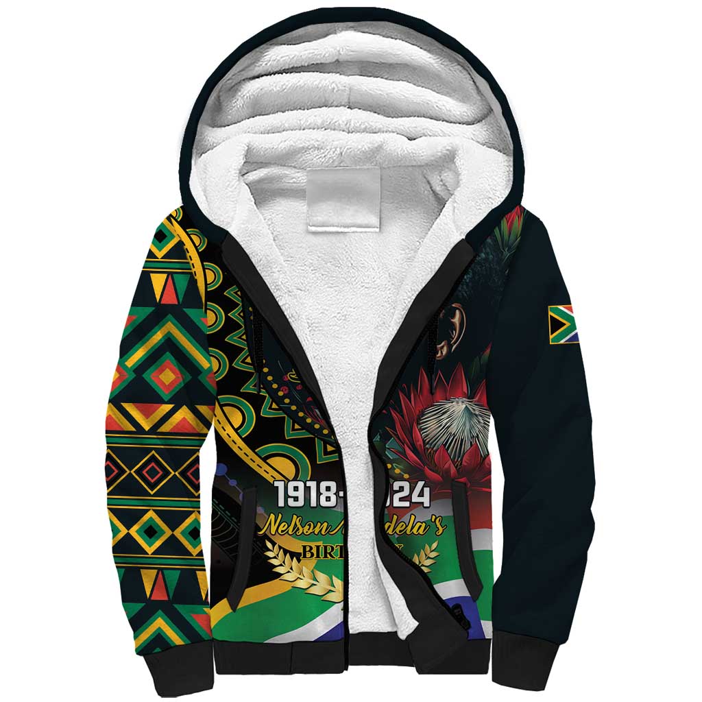Nelson Mandela Birthday Sherpa Hoodie Leader of the Nation - Wonder Print Shop