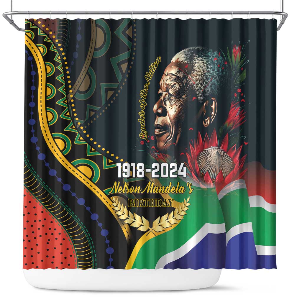 Nelson Mandela Birthday Shower Curtain Leader of the Nation