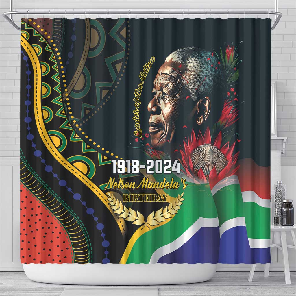 Nelson Mandela Birthday Shower Curtain Leader of the Nation