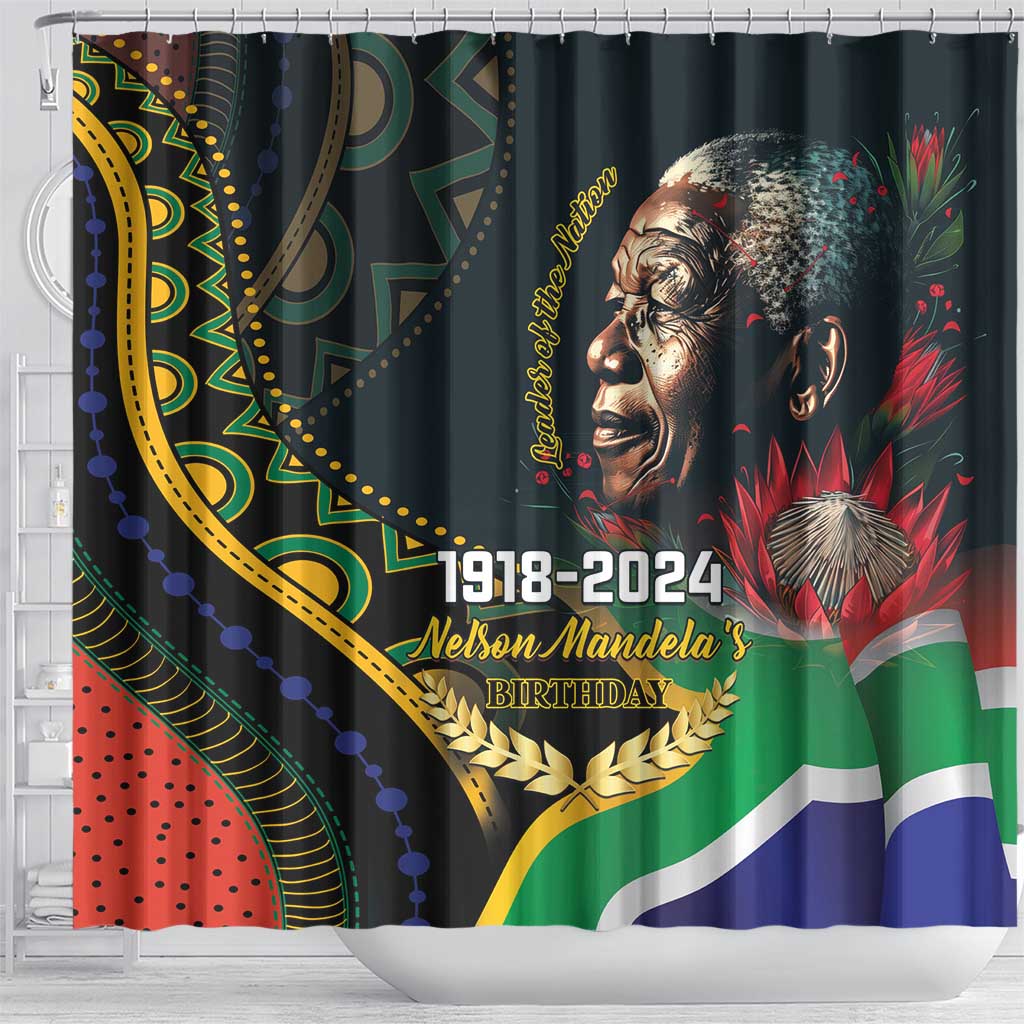 Nelson Mandela Birthday Shower Curtain Leader of the Nation