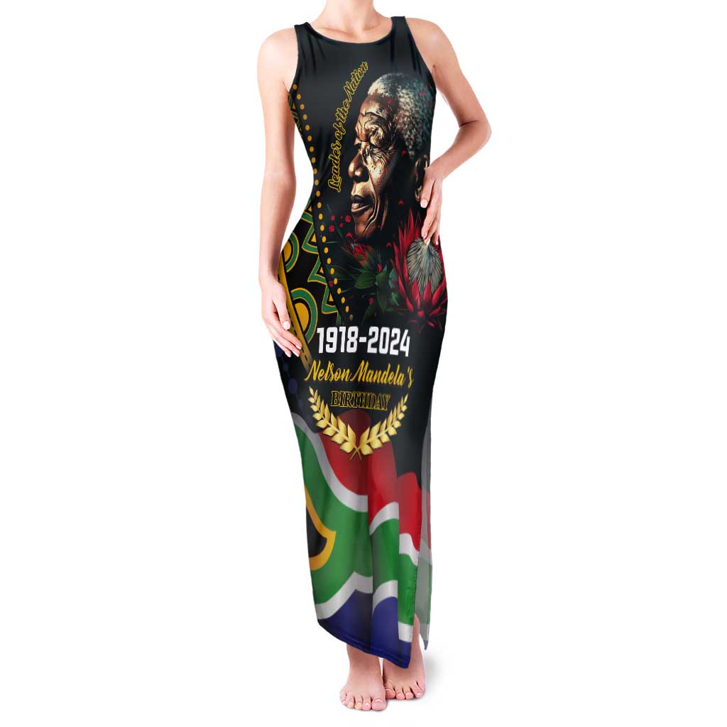 Nelson Mandela Birthday Tank Maxi Dress Leader of the Nation - Wonder Print Shop