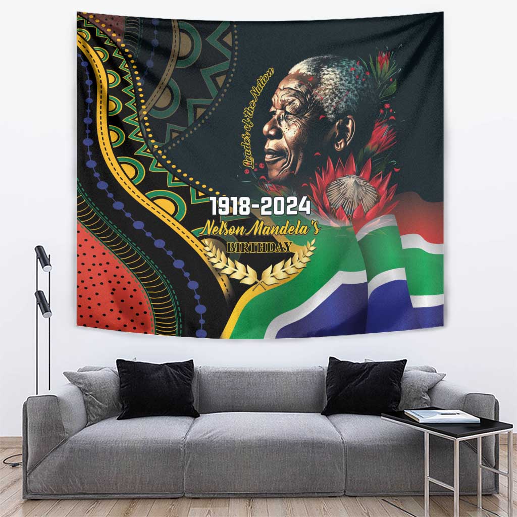 Nelson Mandela Birthday Tapestry Leader of the Nation - Wonder Print Shop