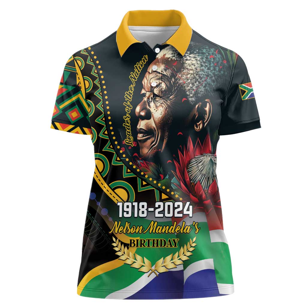Nelson Mandela Birthday Women Polo Shirt Leader of the Nation - Wonder Print Shop