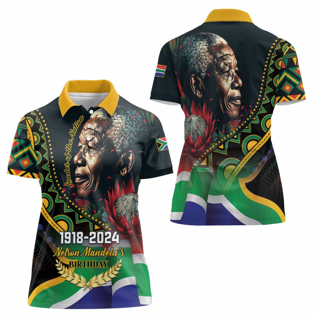 Nelson Mandela Birthday Women Polo Shirt Leader of the Nation - Wonder Print Shop