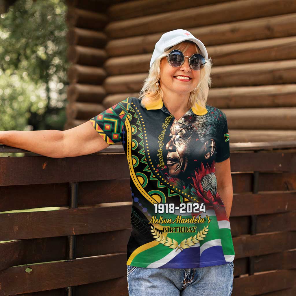 Nelson Mandela Birthday Women Polo Shirt Leader of the Nation - Wonder Print Shop