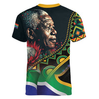 Nelson Mandela Birthday Women V-Neck T-Shirt Leader of the Nation - Wonder Print Shop