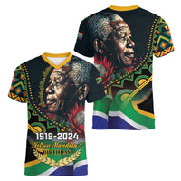 Nelson Mandela Birthday Women V-Neck T-Shirt Leader of the Nation - Wonder Print Shop