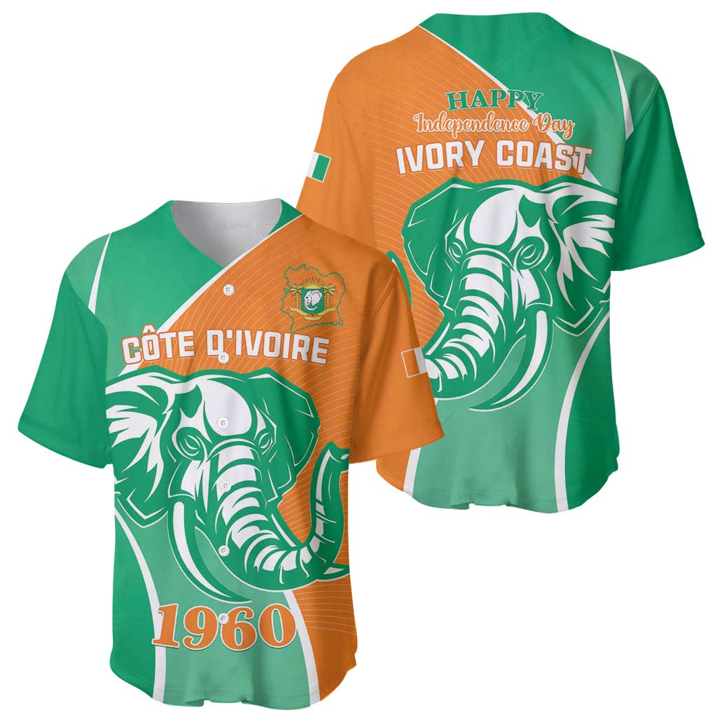 Ivory Coast Independence Day Baseball Jersey Cote d Ivoire Elephant - Wonder Print Shop