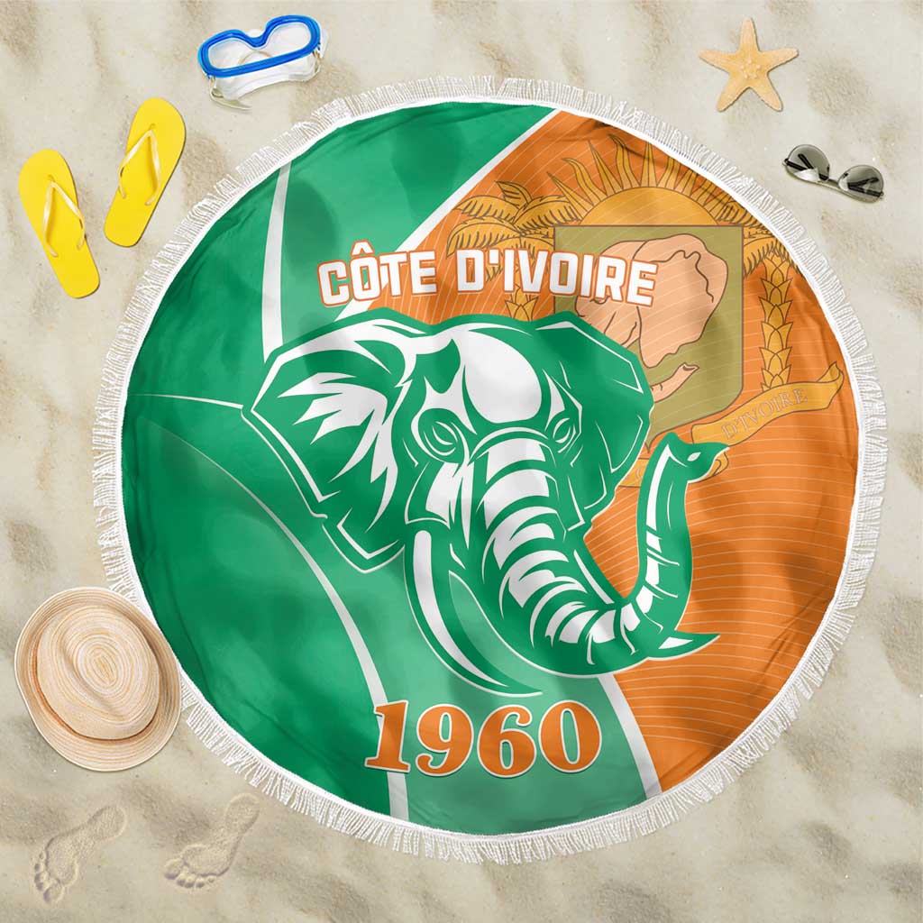 Ivory Coast Independence Day Beach Blanket Cote d Ivoire Elephant - Wonder Print Shop