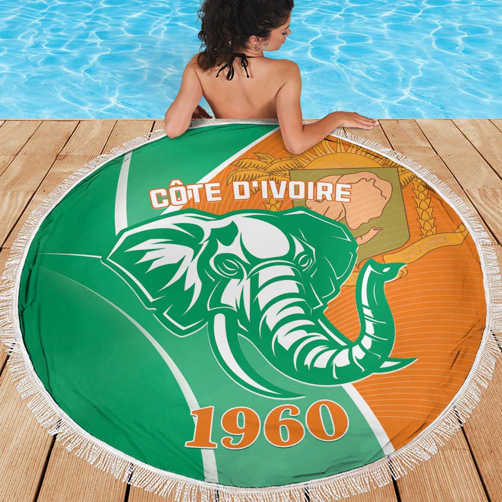 Ivory Coast Independence Day Beach Blanket Cote d Ivoire Elephant - Wonder Print Shop