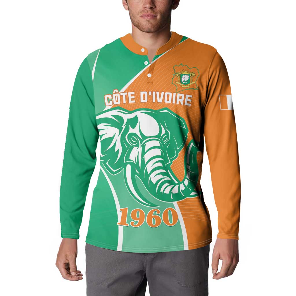 Ivory Coast Independence Day Button Sweatshirt Cote d Ivoire Elephant - Wonder Print Shop