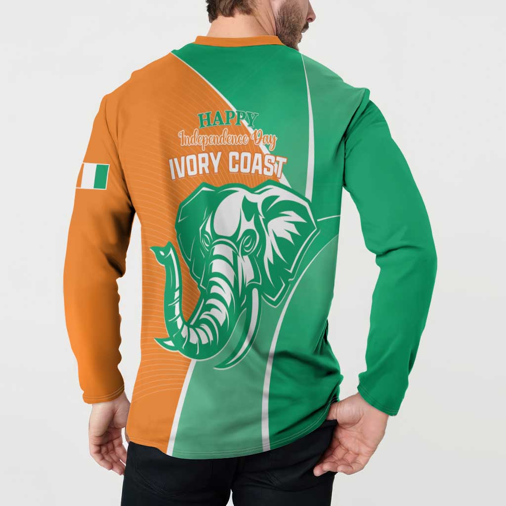 Ivory Coast Independence Day Button Sweatshirt Cote d Ivoire Elephant - Wonder Print Shop