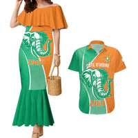 Ivory Coast Independence Day Couples Matching Mermaid Dress and Hawaiian Shirt Cote d Ivoire Elephant - Wonder Print Shop