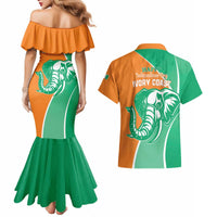 Ivory Coast Independence Day Couples Matching Mermaid Dress and Hawaiian Shirt Cote d Ivoire Elephant - Wonder Print Shop