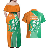 Ivory Coast Independence Day Couples Matching Off Shoulder Maxi Dress and Hawaiian Shirt Cote d Ivoire Elephant - Wonder Print Shop