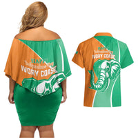 Ivory Coast Independence Day Couples Matching Off Shoulder Short Dress and Hawaiian Shirt Cote d Ivoire Elephant - Wonder Print Shop