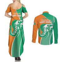 Ivory Coast Independence Day Couples Matching Summer Maxi Dress and Long Sleeve Button Shirt Cote d Ivoire Elephant - Wonder Print Shop