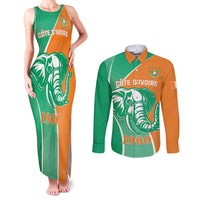Ivory Coast Independence Day Couples Matching Tank Maxi Dress and Long Sleeve Button Shirt Cote d Ivoire Elephant - Wonder Print Shop