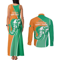 Ivory Coast Independence Day Couples Matching Tank Maxi Dress and Long Sleeve Button Shirt Cote d Ivoire Elephant - Wonder Print Shop