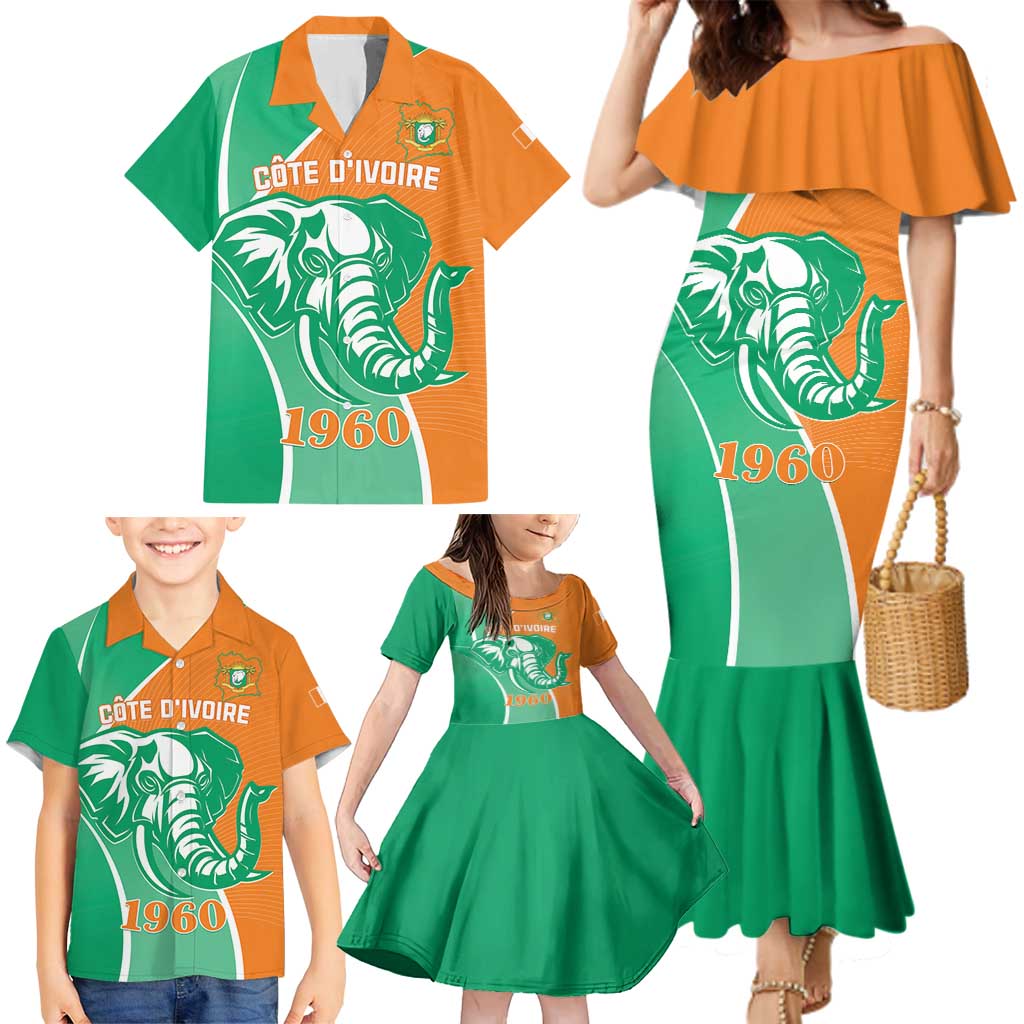 Ivory Coast Independence Day Family Matching Mermaid Dress and Hawaiian Shirt Cote d Ivoire Elephant - Wonder Print Shop