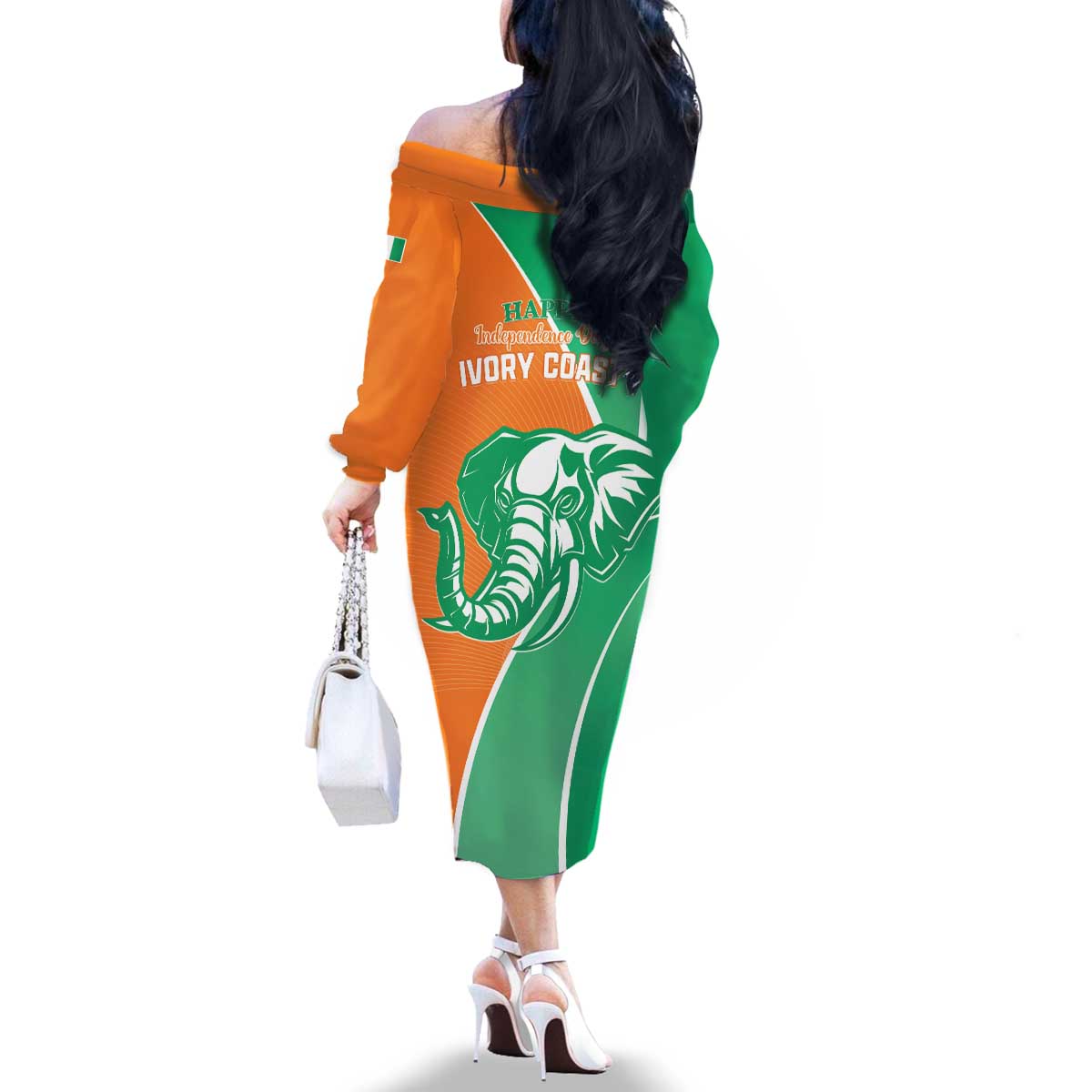 Ivory Coast Independence Day Family Matching Off The Shoulder Long Sleeve Dress and Hawaiian Shirt Cote d Ivoire Elephant - Wonder Print Shop