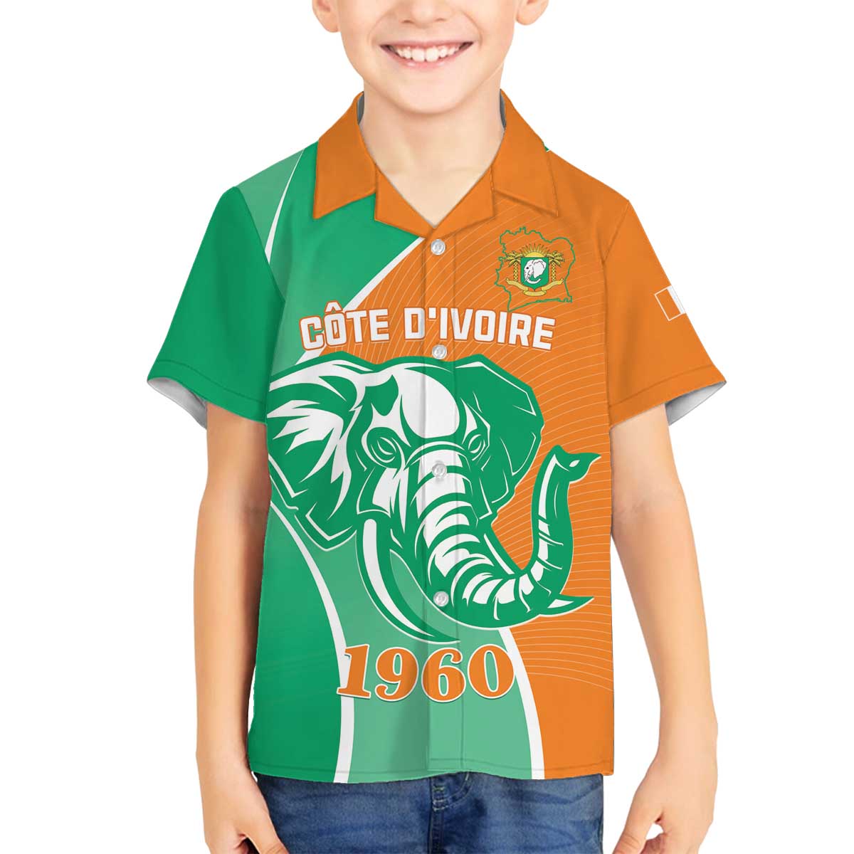 Ivory Coast Independence Day Family Matching Puletasi and Hawaiian Shirt Cote d Ivoire Elephant - Wonder Print Shop