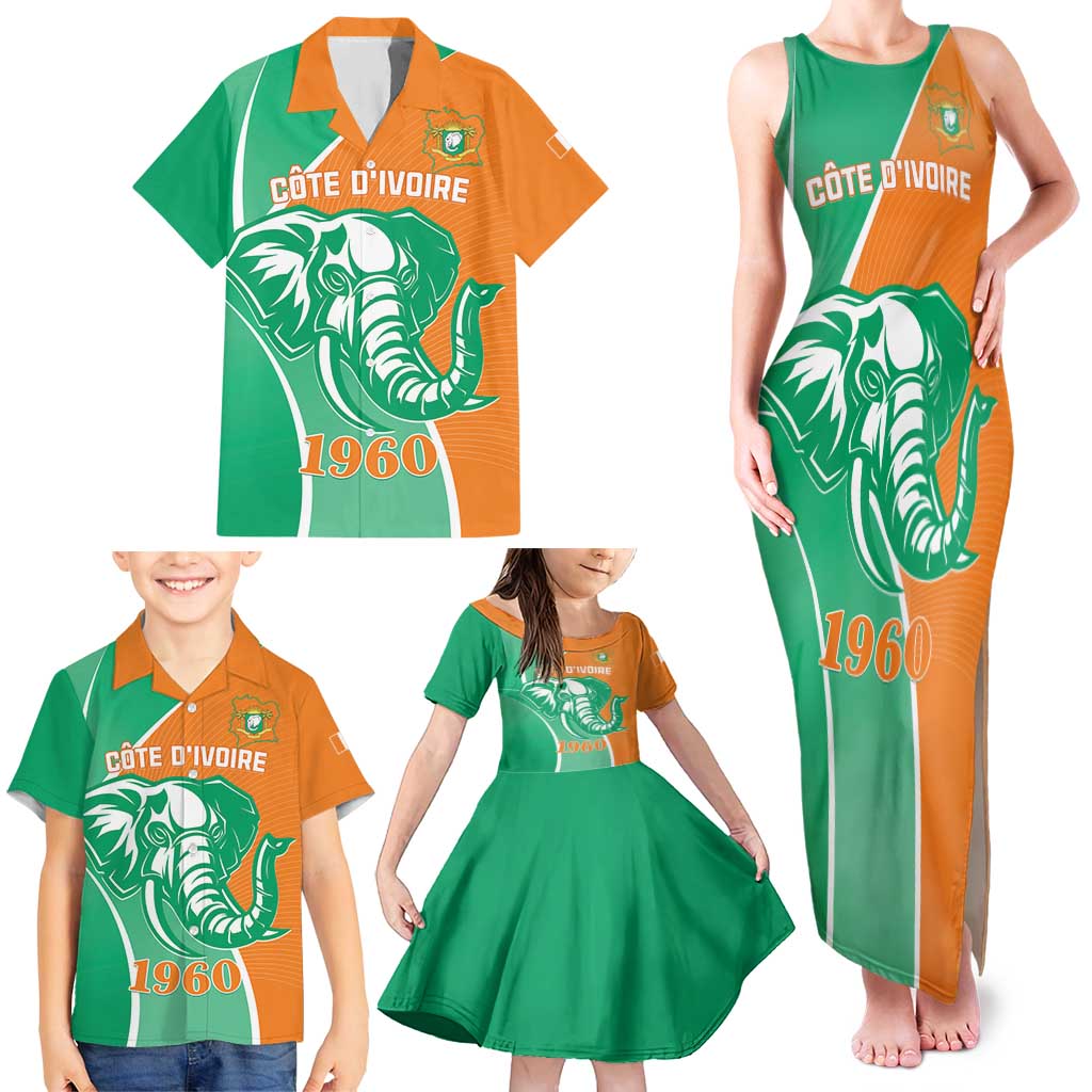 Ivory Coast Independence Day Family Matching Tank Maxi Dress and Hawaiian Shirt Cote d Ivoire Elephant - Wonder Print Shop
