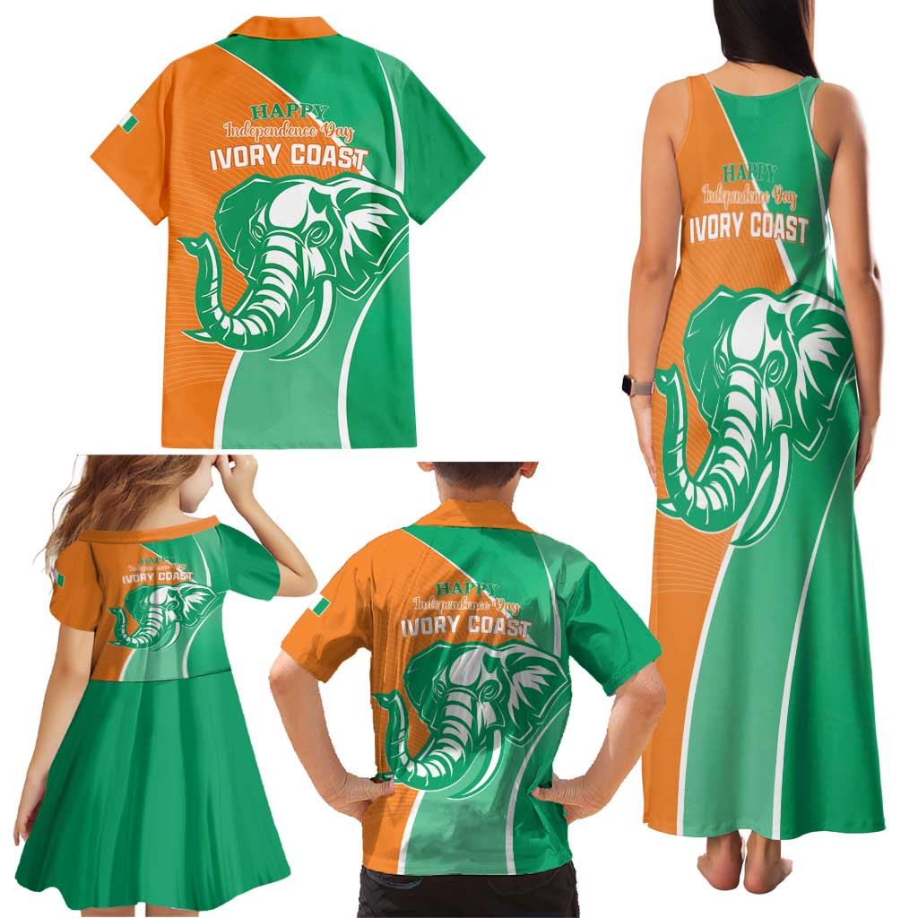 Ivory Coast Independence Day Family Matching Tank Maxi Dress and Hawaiian Shirt Cote d Ivoire Elephant - Wonder Print Shop