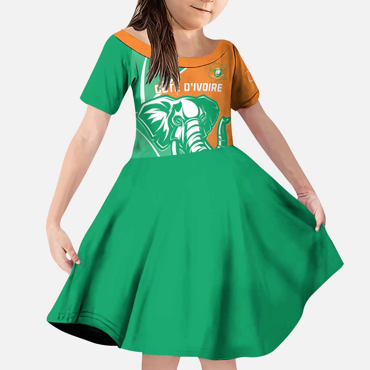 Ivory Coast Independence Day Kid Short Sleeve Dress Cote d Ivoire Elephant - Wonder Print Shop