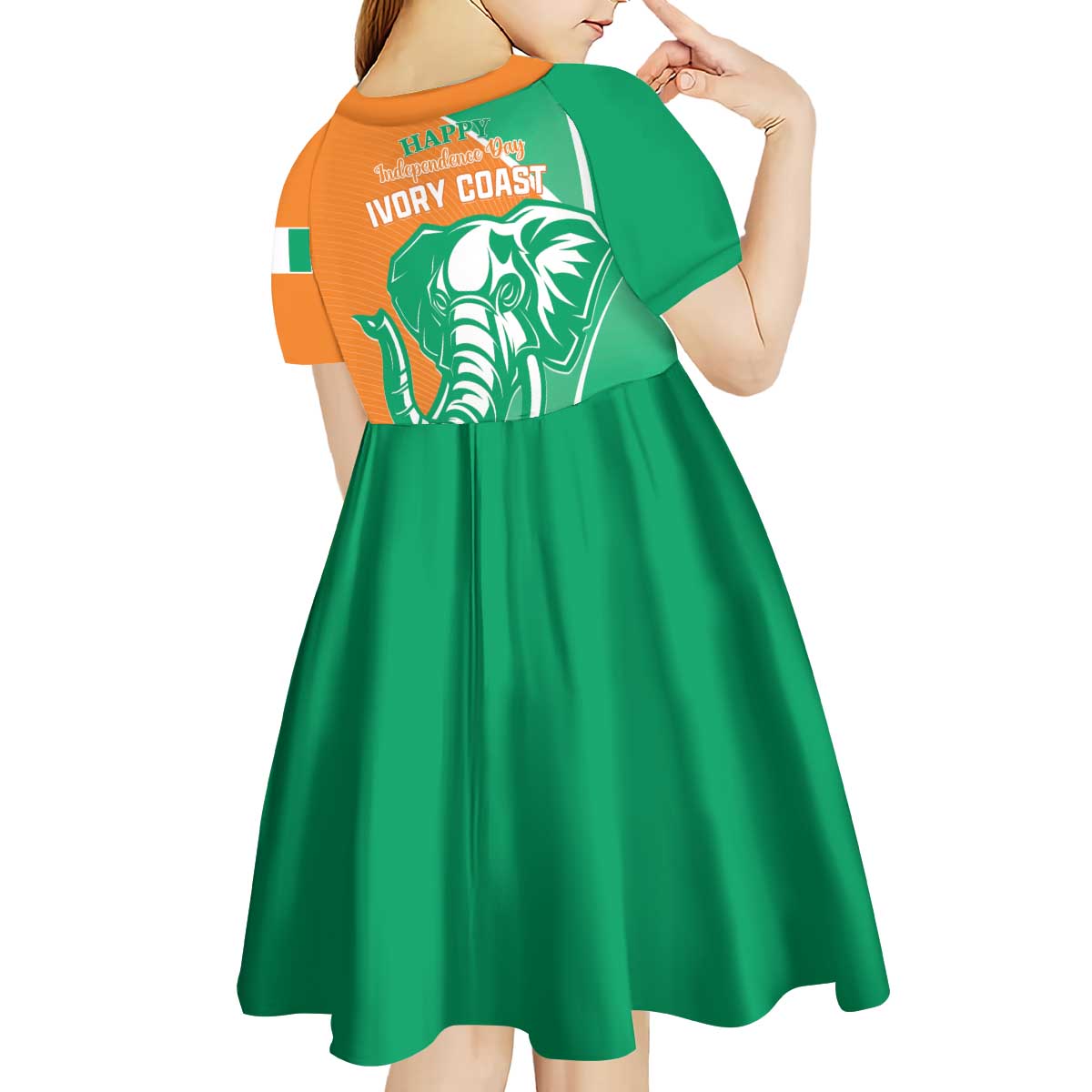 Ivory Coast Independence Day Kid Short Sleeve Dress Cote d Ivoire Elephant - Wonder Print Shop