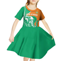 Ivory Coast Independence Day Kid Short Sleeve Dress Cote d Ivoire Elephant - Wonder Print Shop