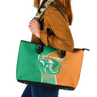 Ivory Coast Independence Day Leather Tote Bag Cote d Ivoire Elephant - Wonder Print Shop